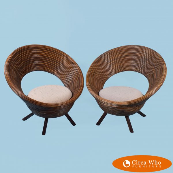 Pair of Cone Pencil Reed Chairs