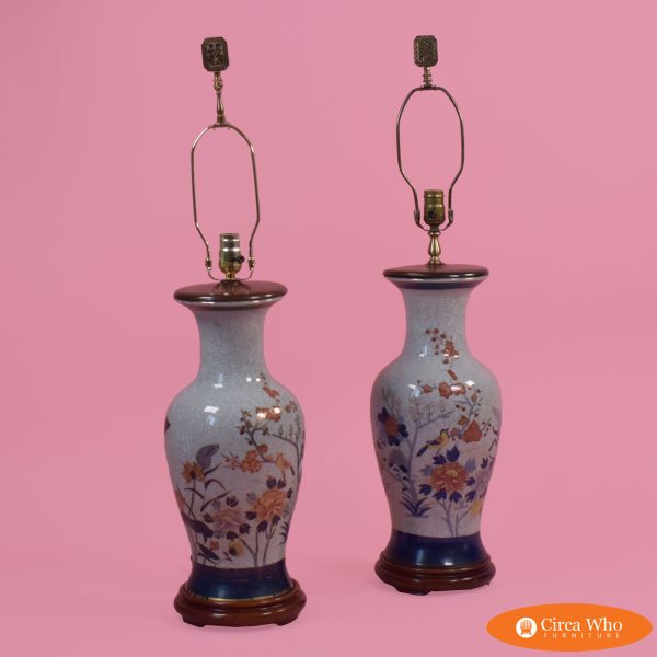 Pair of Crackled Ceramic Table Lamps