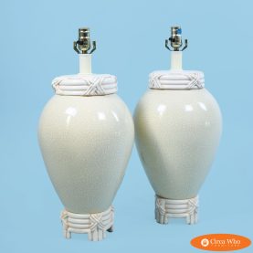 Pair of Crackled Faux Bamboo Table Lamps