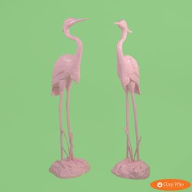 Pair of Crane Pink Figures