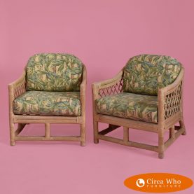 Pair of Crespi Rattan Lounge Chairs