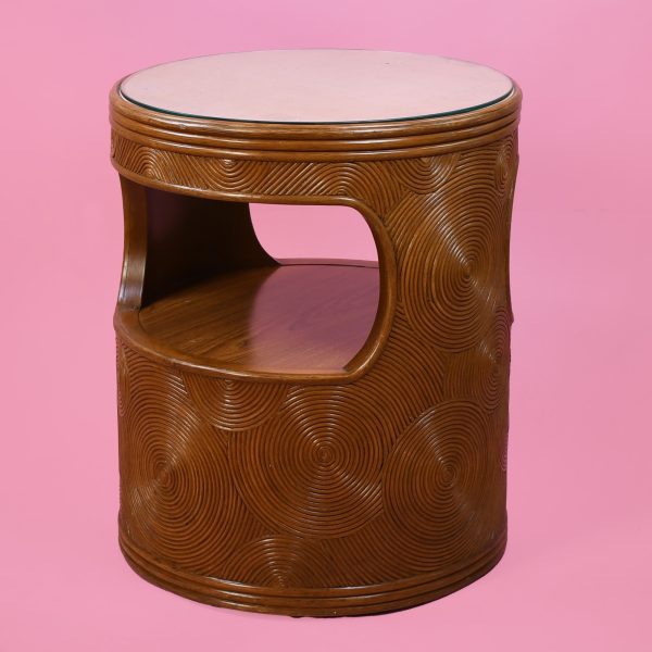 Pair of Crespi Style Pencil Reed Drum End Tables