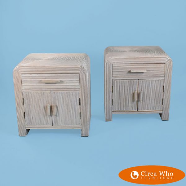 Pair of Crespi Style Pencil Reed Nightstands