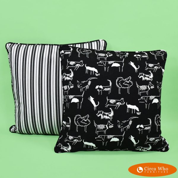 Pair of Dog-Stripe Down Fill Pillows