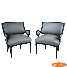 Pair of Ebonized Sculptural Lounge Chairs