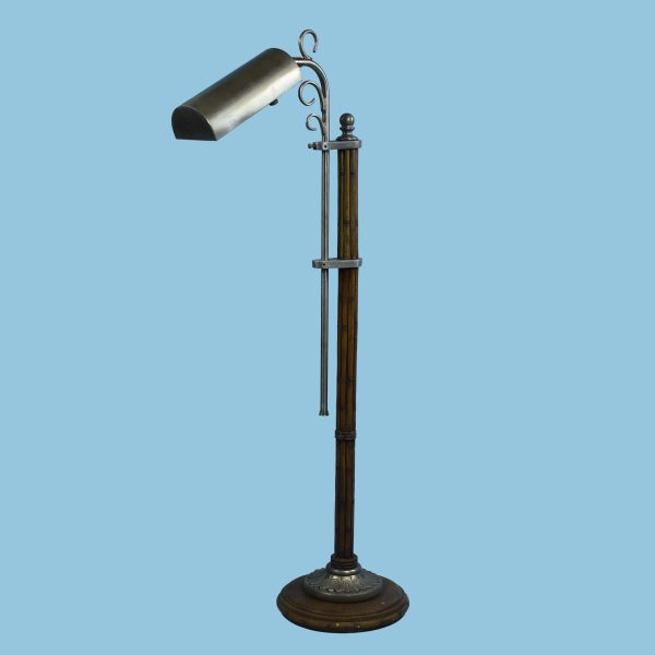 Pair of Faux Bamboo Adjustable Pharmacy Lamps