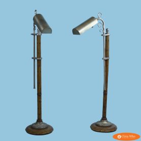 Pair of Faux Bamboo Adjustable Pharmacy Lamps