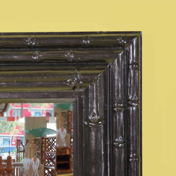 Pair of Faux Bamboo Black Mirrors