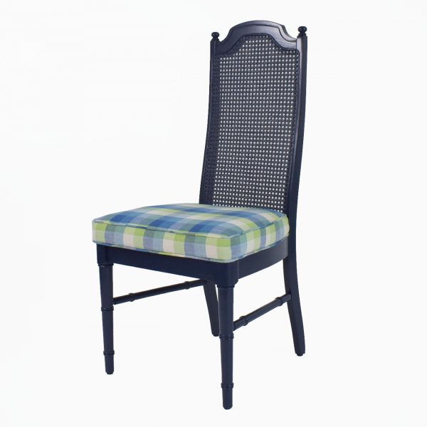 Pair of Faux Bamboo Blue Cane Chairs