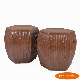 Pair of Faux Bamboo Brown Garden Seats