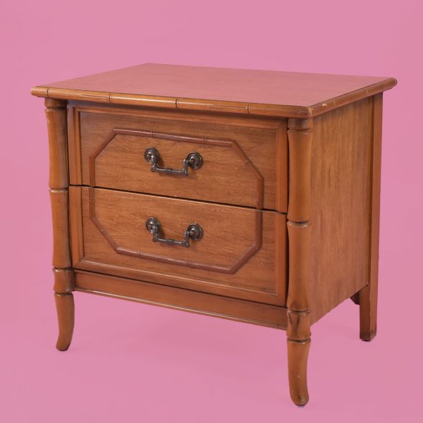 Pair of Faux Bamboo Brown Nightstands