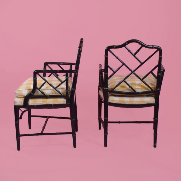 Pair of Faux Bamboo Chippendale Armchairs