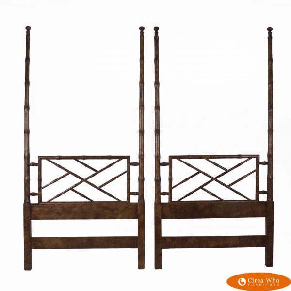Pair of Faux Bamboo Chippendale Twin Headboards