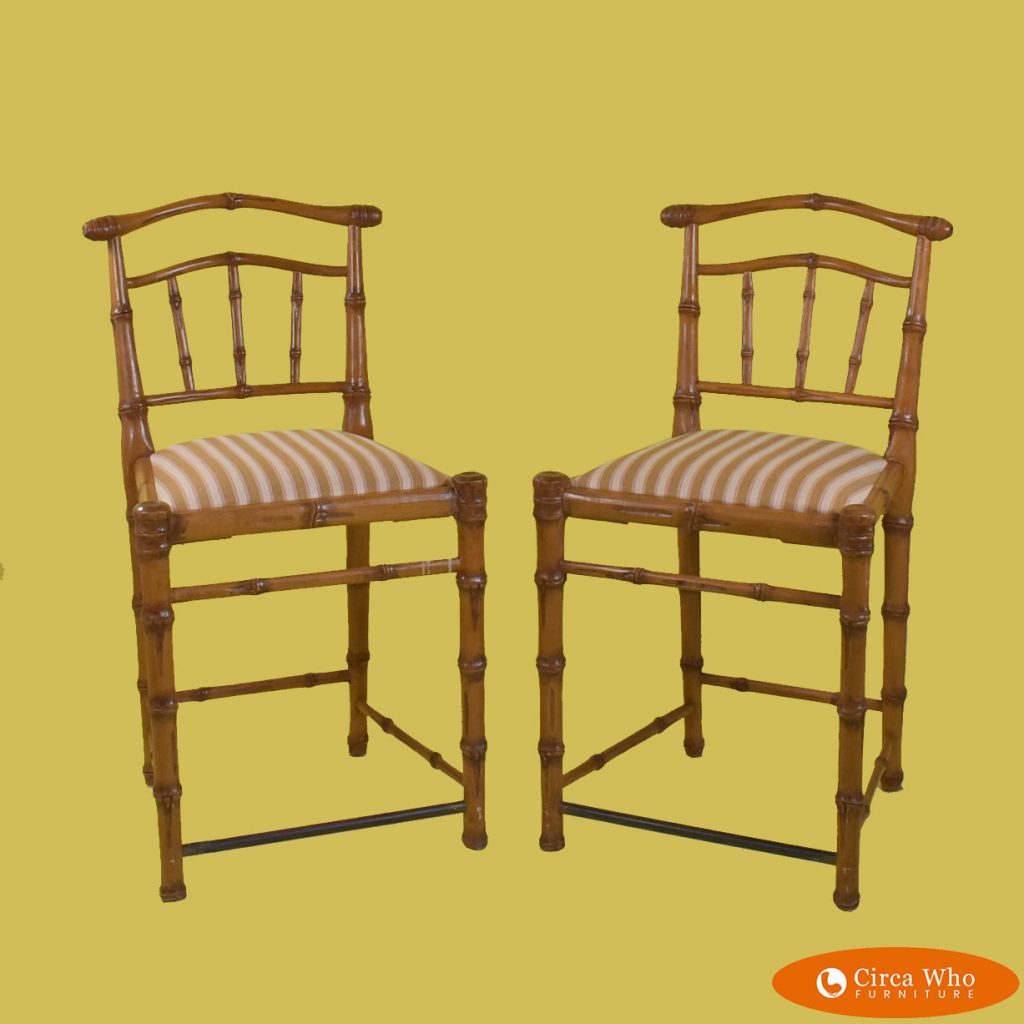 Pair of Faux Bamboo Counter Stools Circa Who