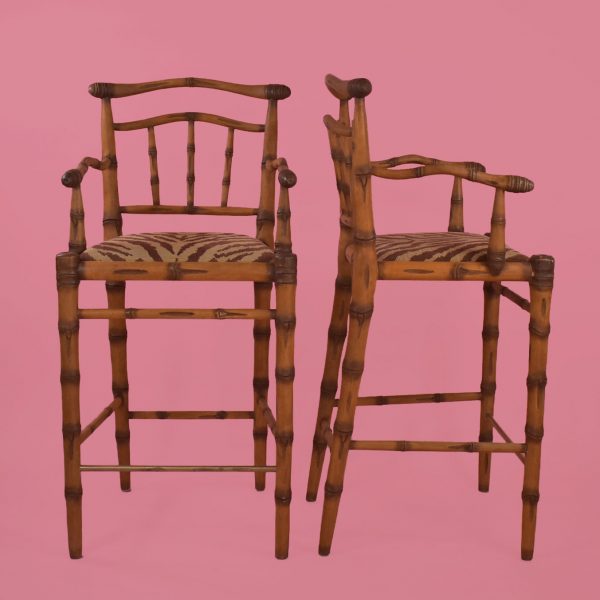Pair of Faux Bamboo Counter Stools