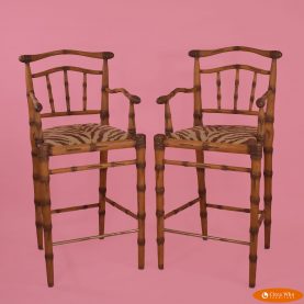 Pair of Faux Bamboo Counter Stools