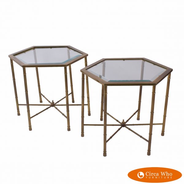 Pair of Faux Bamboo End Tables by Mastercraft