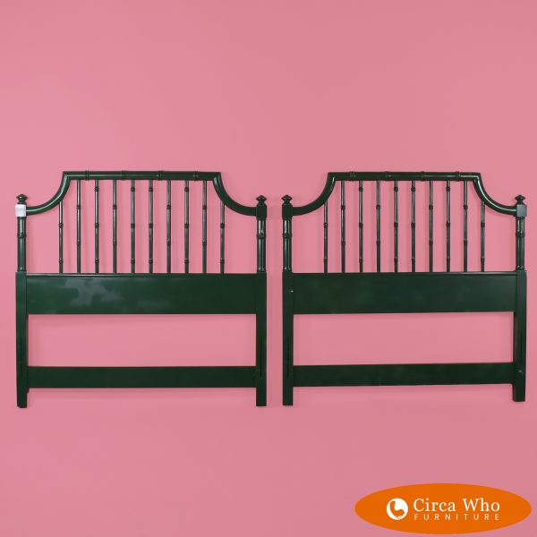 Pair of Faux Bamboo Green Twin Headboards