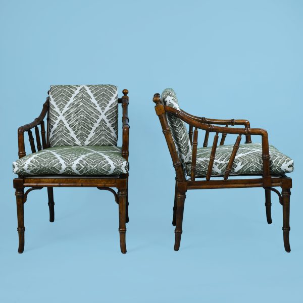 Pair of Faux Bamboo Lounge Chairs