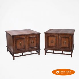 Pair of Faux Bamboo Low Nightstands