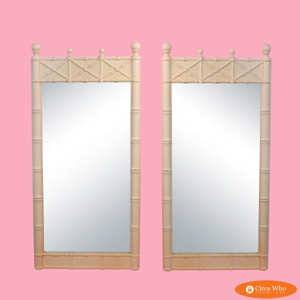 Pair of Faux Bamboo Mirrors by Omega