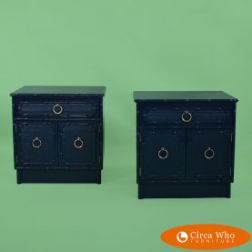 Pair of faux bamboo omega nightstands