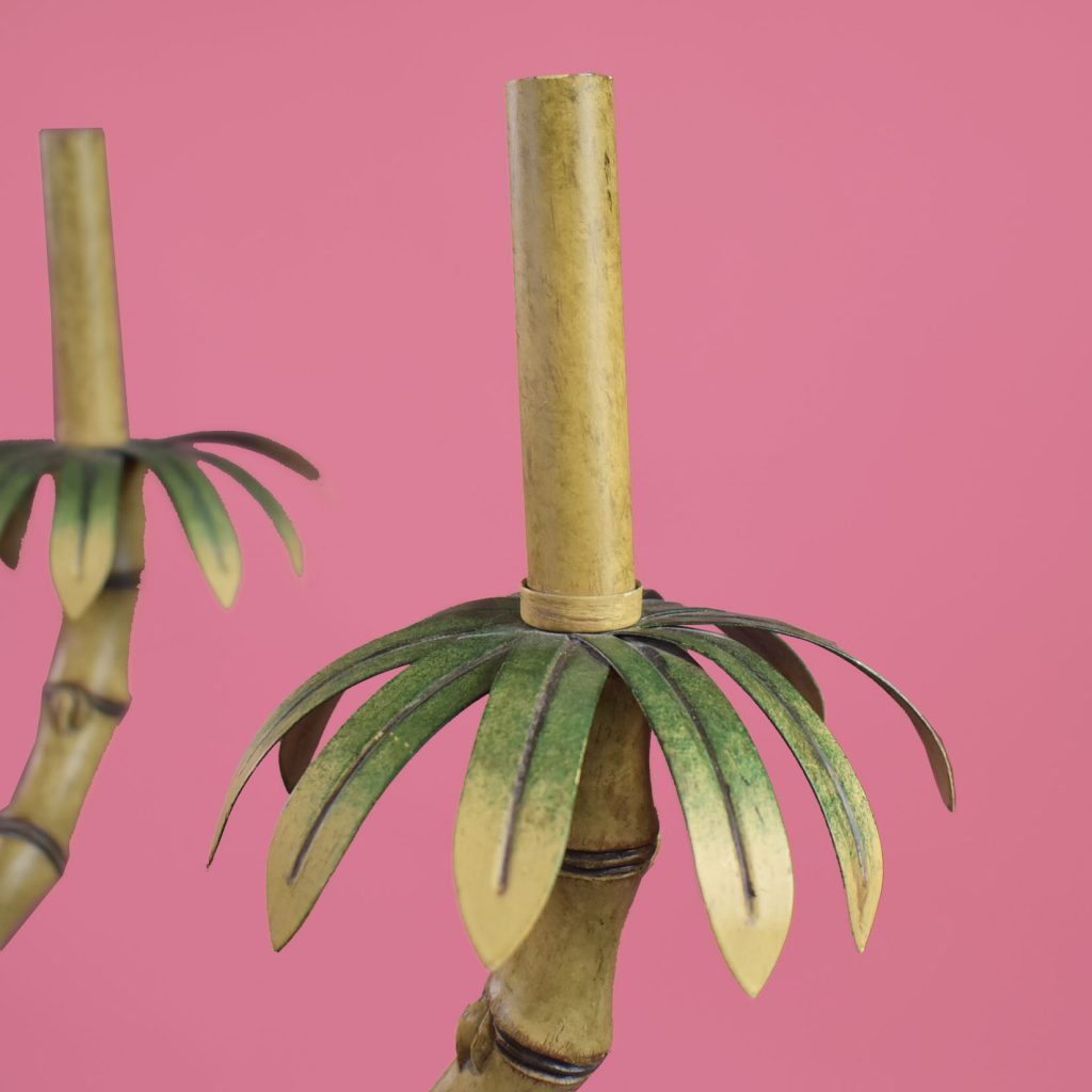 Pair of Faux Bamboo Palm Tree Chandeliers Circa Who