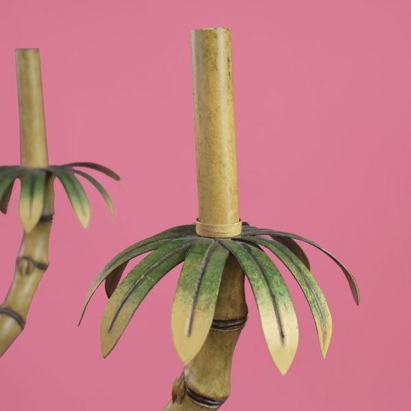 Pair of Faux Bamboo Palm Tree Chandeliers