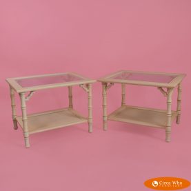 Pair of Faux Bamboo Rectangular Side Tables