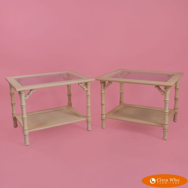 Pair of Faux Bamboo Rectangular Side Tables