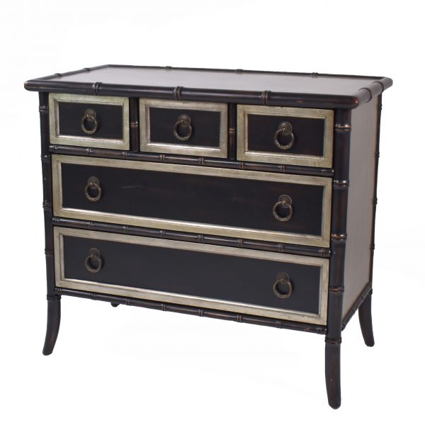 Pair of Faux Bamboo Silver Glided Chest