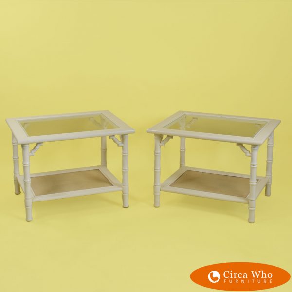 Pair of Faux Bamboo Square Tables