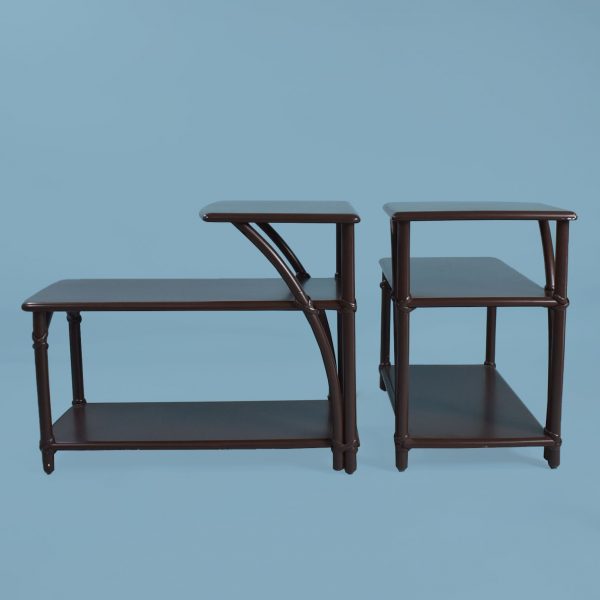 Pair of Faux Bamboo Tier Tables