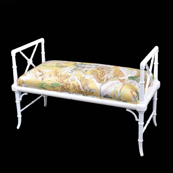 Pair of Faux Bamboo White Benches