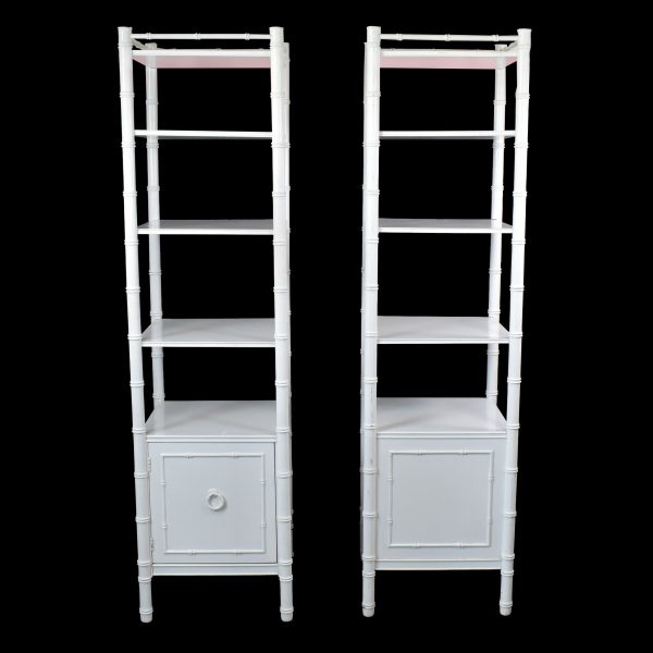 Pair of Faux Bamboo White Etageres