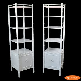 Pair of Faux Bamboo White Etageres