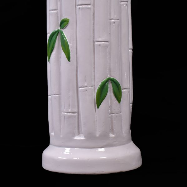 Pair of Faux Bamboo White Leaves Lamps