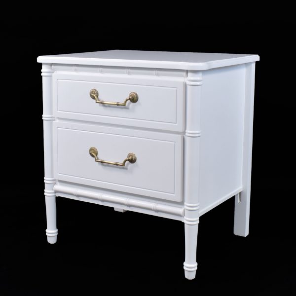 Pair of Faux Bamboo White Nightstands