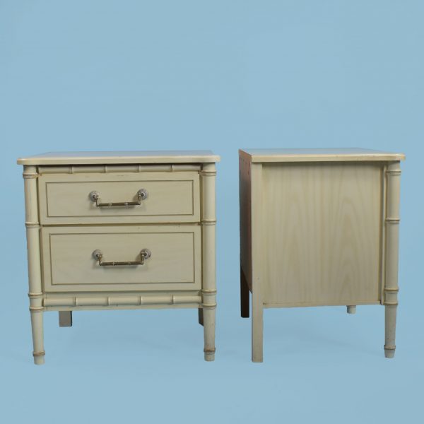 Pair of Faux Bamboo White Nightstands