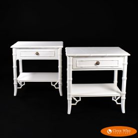 pAIR OF FAUX BAMBOO WHITE SIDE TABLE