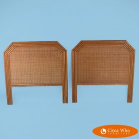 Pair of Faux Bamboo Woven Rattan Twin Headboards
