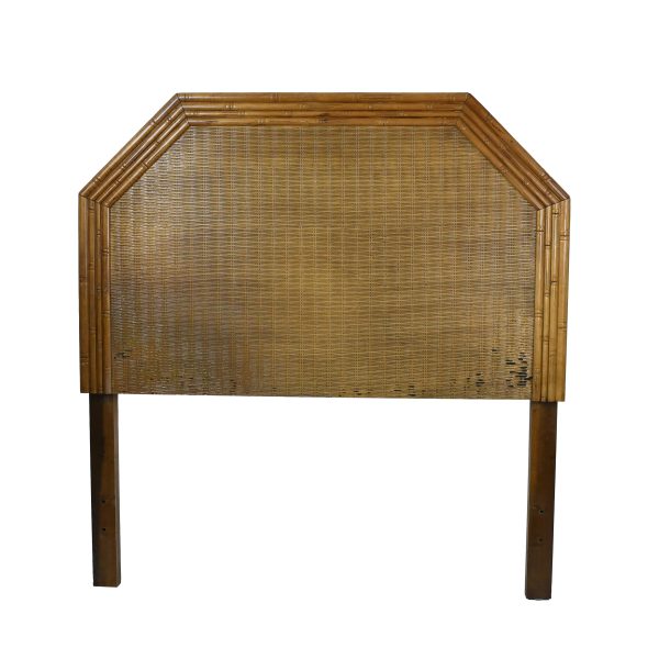 Pair of Faux Bamboo Woven Rattan Twin Headboards