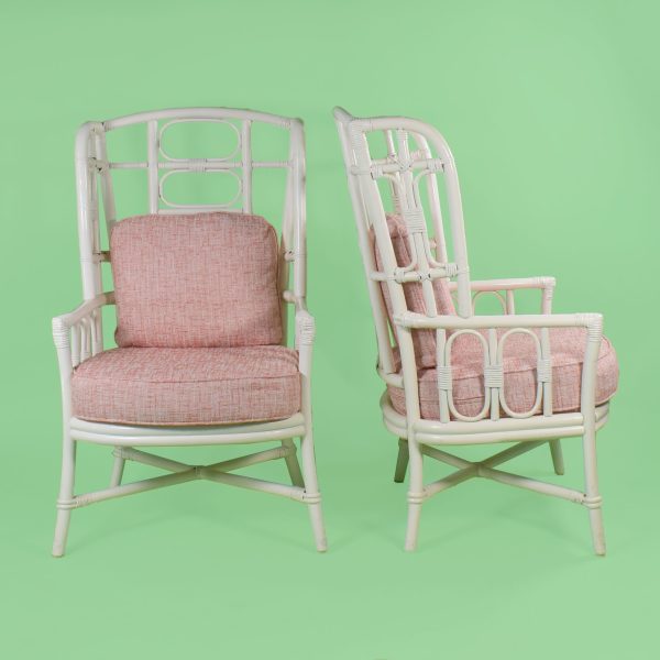 Pair of Ficks Reed High-Back Rattan chairs
