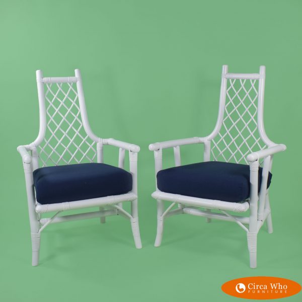 Pair of Ficks Reed Style Low Arm Chairs