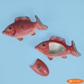 Pair of Fitz & Floyd Salmon Trinket Boxes