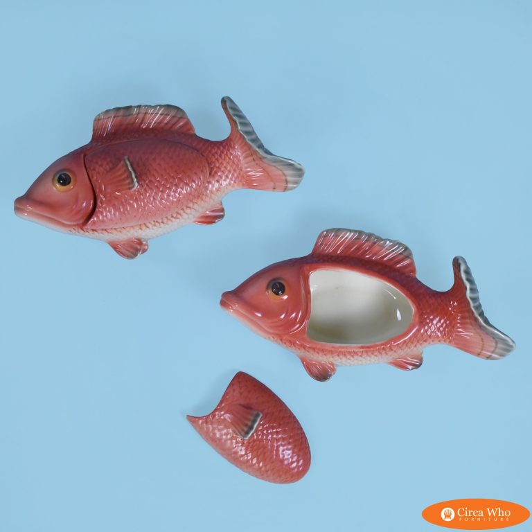 Pair of Fitz & Floyd Salmon Trinket Boxes