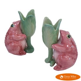 Pair of Fitz and Floyd Frog Candle Holders