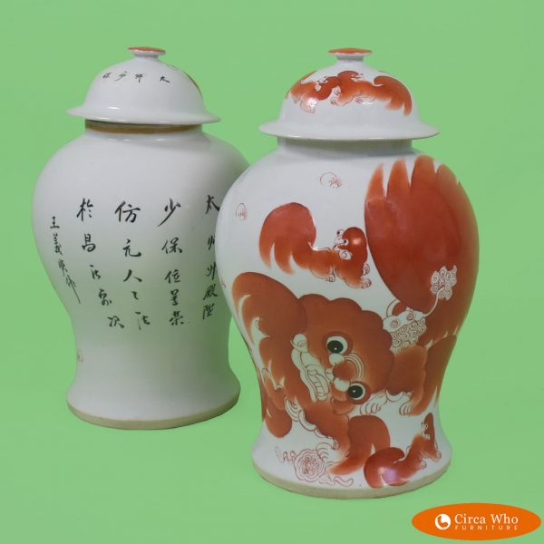 Pair of Foo Dogs Ginger Jars