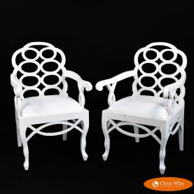 Pair of Frances Elkins Loop Style Arm Chairs