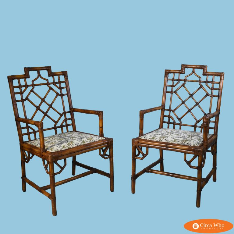 Pair of Fretwork British Colonial Arm chairs